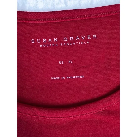 Susan Graver Modern Essentials Liquid Knit Popover Tunic Top Classic Red Size XL - Picture 7 of 9